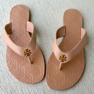 TORY BURCH Women's Leather Dusty Rose Monroe Flat Thong Sandals - Size 9.5M